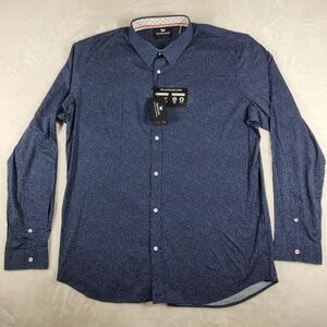 Buttercloth Long Sleeve Button Up Shirt‎ Men's 3X Tall Fit Blue Speckle NWT